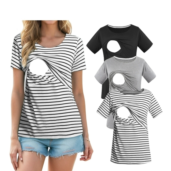 Stylish Floral, Black, and Olive Green Women's Maternity Tees - Picture 5 of 5